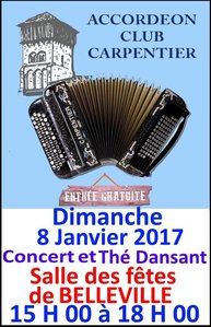 Concert et Thé dansant - Accordéon club Carpentier - Dimanche 8 janvier 2017
