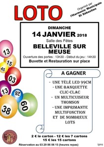 Loto dimanche 14 janvier 2018 à 14 h 30